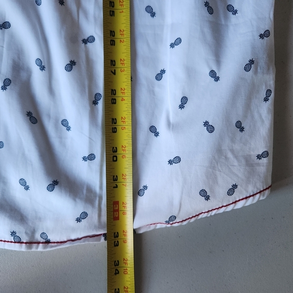 Distortion 3XL Short Sleeve Button Up Shirt Blue Pineapples on White - Picture 5 of 11